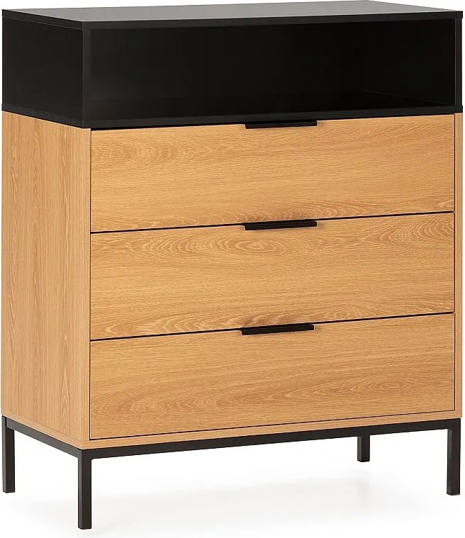 Komoda z trzema szufladami koloru dębowego