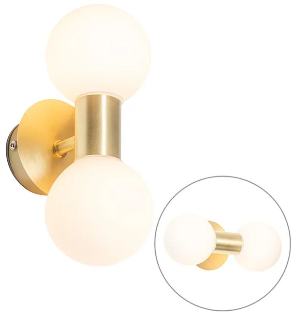 Nowoczesna lampa ścienna złota IP44 2-światłowa - Cederic Nowoczesny Oswietlenie wewnetrzne