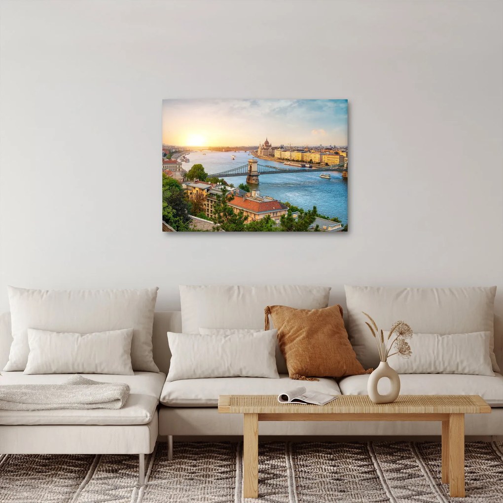 Obraz miasta Budapeszt z rzeką (70x50 cm)
