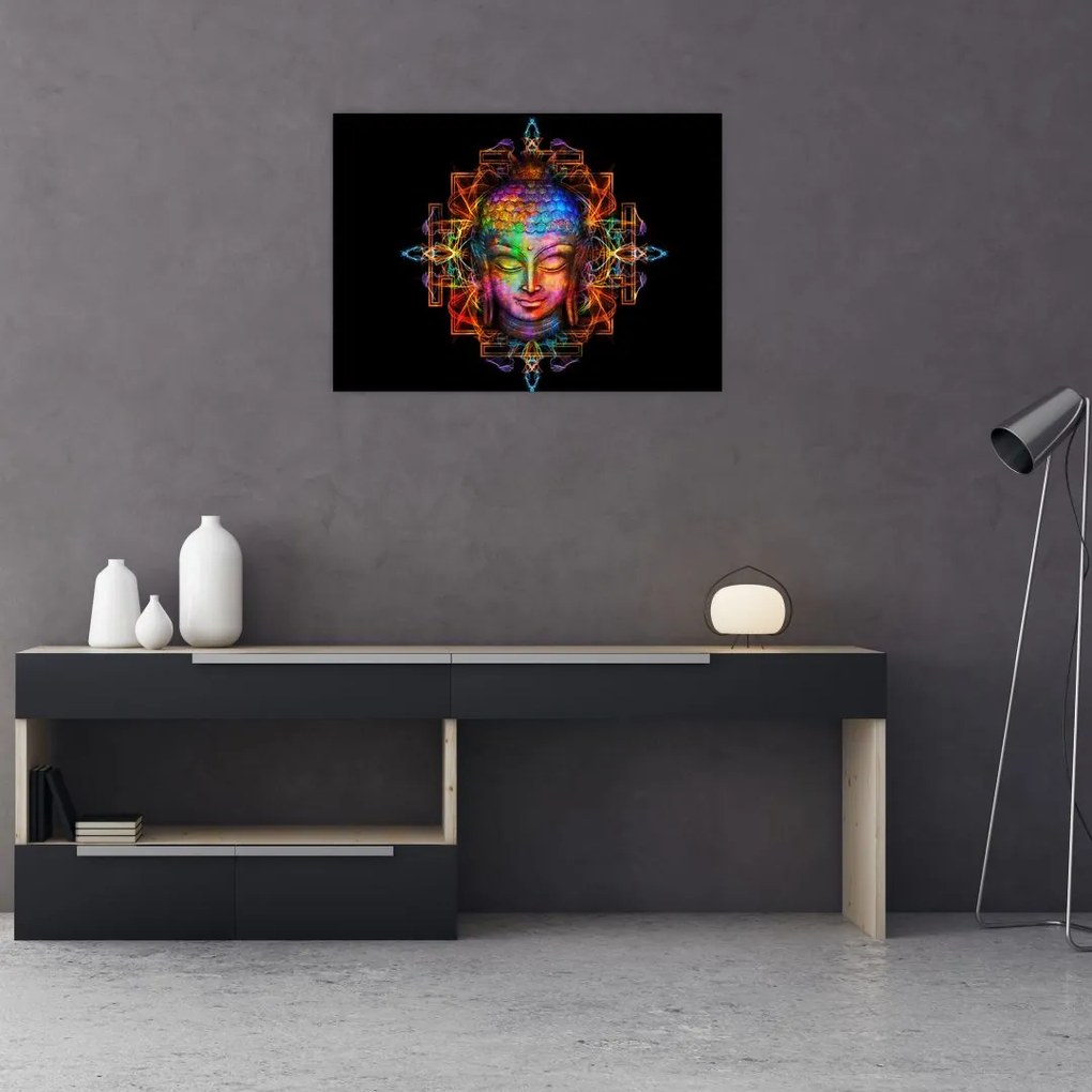 Obraz - Popiersie Buddy w neonowych kolorach (70x50 cm)