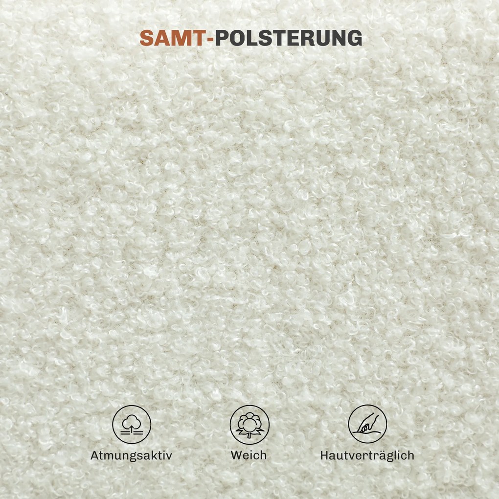 HOMCOM Zestaw 4 Krzeseł do Jadalni, Miękka Tapicerka, Stalowe Nogi, Design Bezramienny, Biały