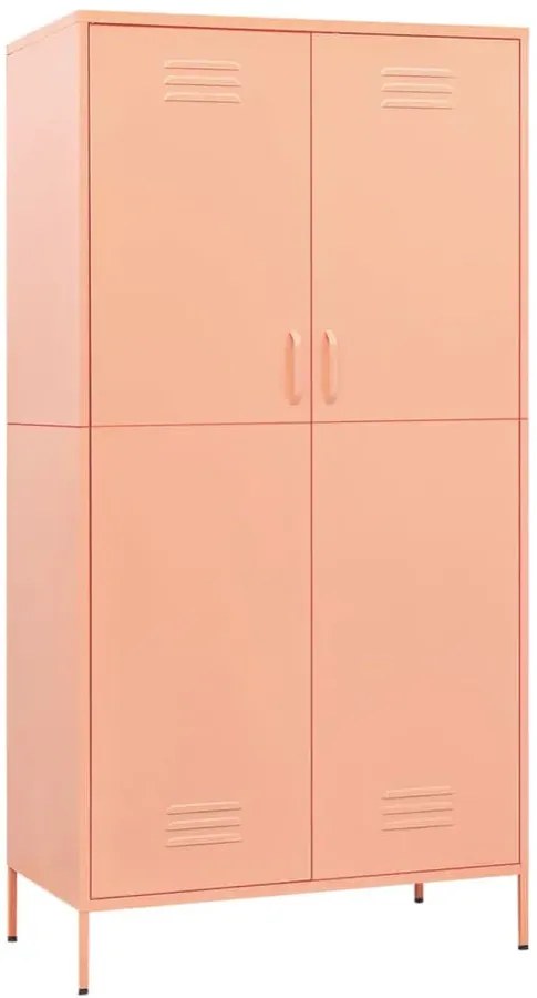 Różowa stalowa szafa gospodarcza na nóżkach N3-K53