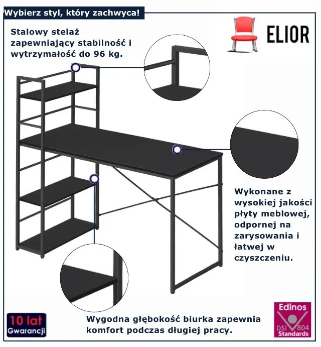 Czarne loftowe biurko H4-D73