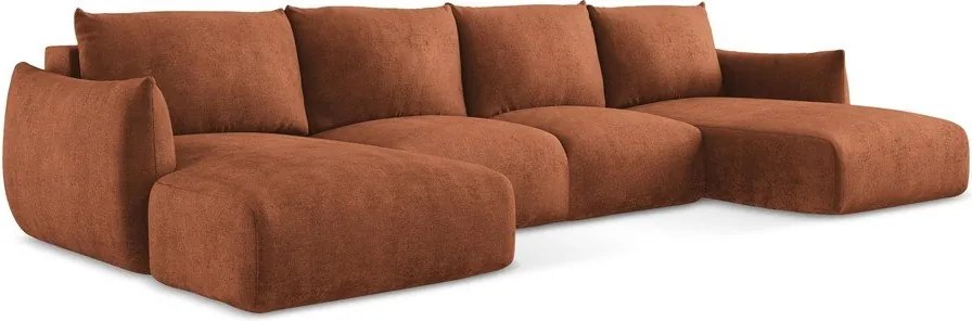 Rozkładany narożnik z tkaniny szenilowej (w kształcie litery U) w kolorze terakoty Leila – Makamii