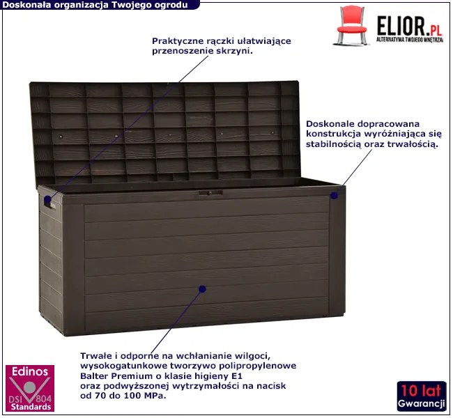 Brązowa zamykana skrzynia ogrodowa Z4-E14