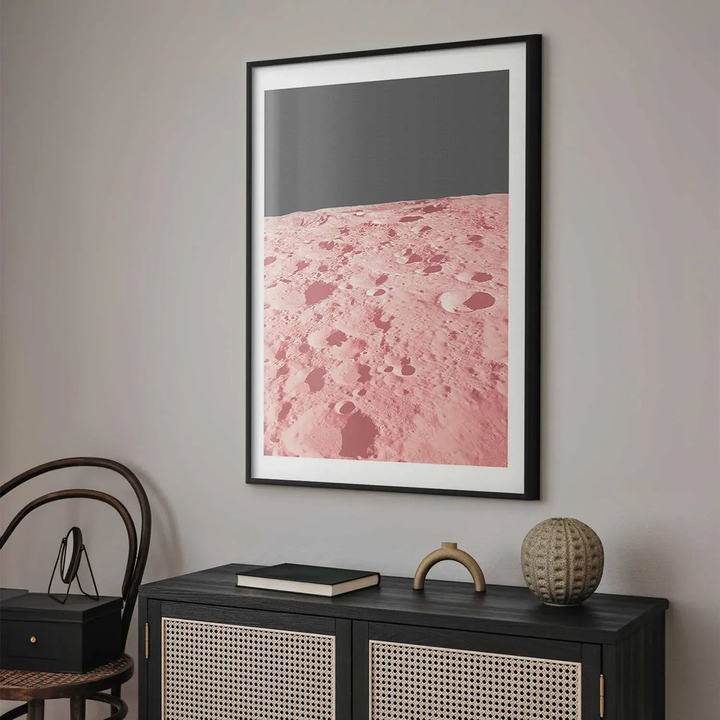 Plakat Różowy księżyc 60x90 cm z ramą czarną z marginesem ARTGEIST B