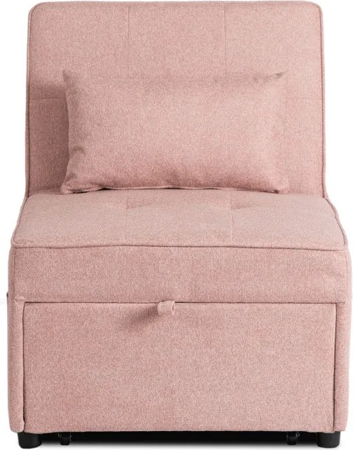 Fotel Wypoczynkowy Rozkładany IBERIS 67 cm Różowy Tapicerowany Nowoczesny