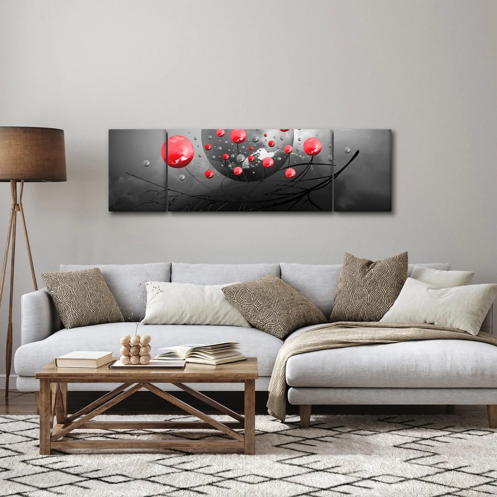 Obraz czerwonych abstrakcyjnych kul (170x50 cm)