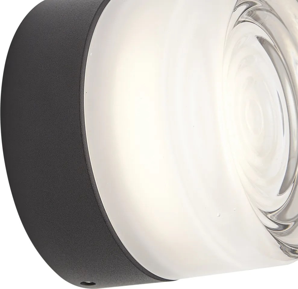 Designerski kinkiet czarny ze szkłem opalowym IP44 - Michele