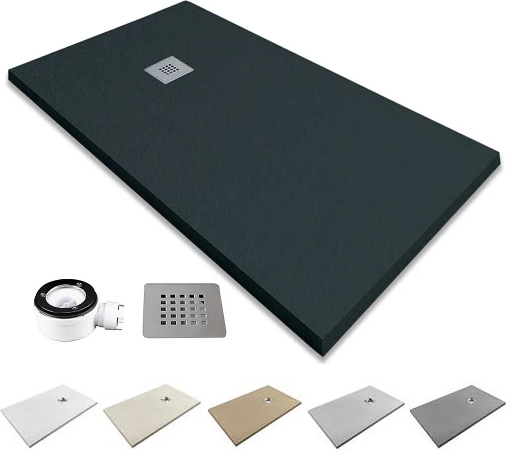 Brodzik z żywicy antypoślizgowy | Zawiera syfon i kratkę odpływową | Kolor Antracyt | 120x90cm