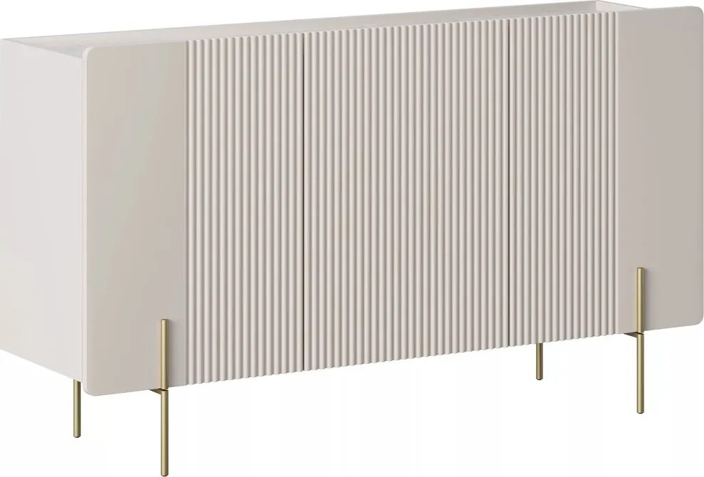 Komoda Malmi 150 cm trzydrzwiowa - kaszmir / crema bianca / złote nóżki
