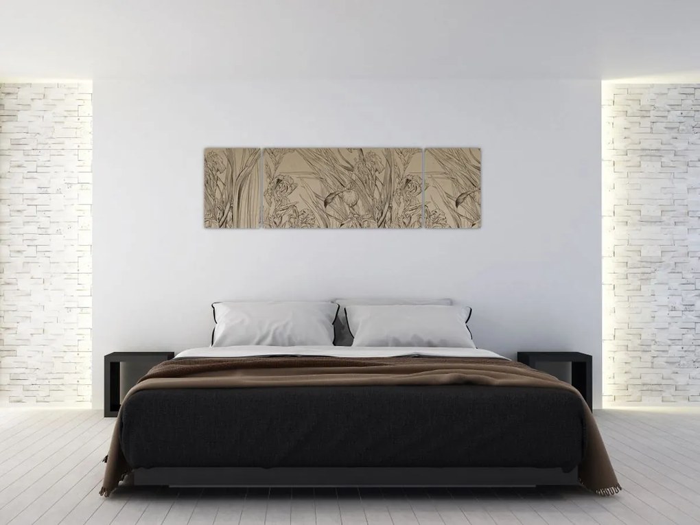 Obraz - Kontury roślin (170x50 cm)
