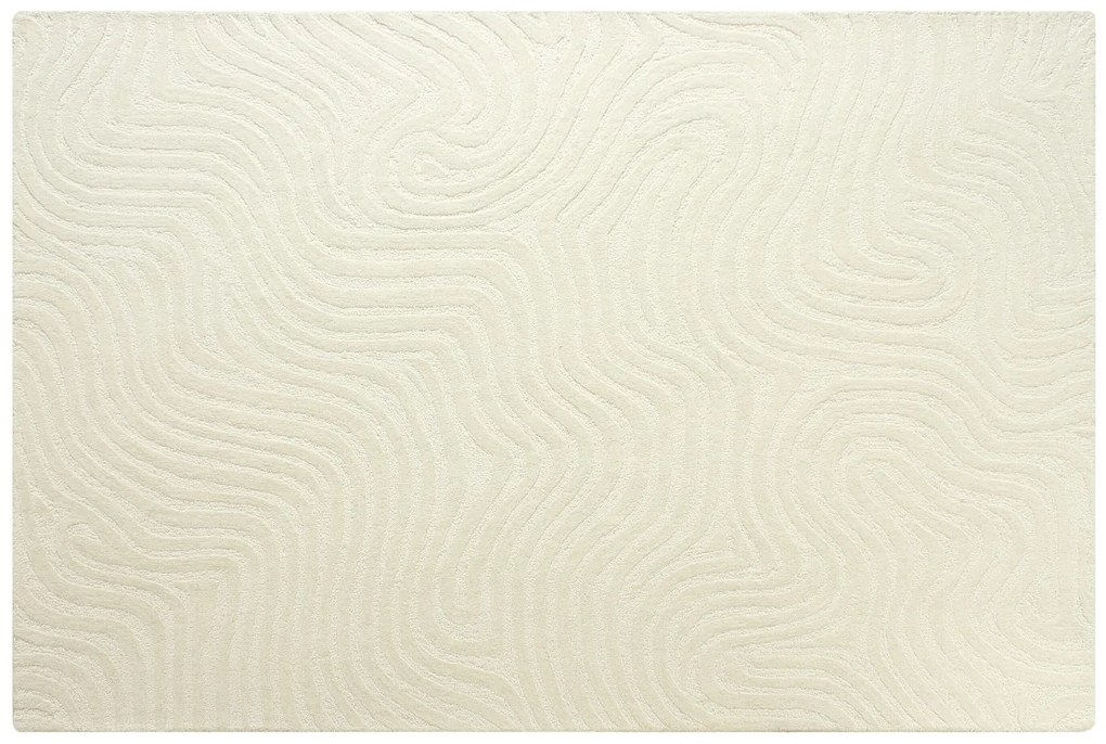 Ręcznie tuftowany dywan reliefowy, 100% wełna – 160 x 230 cm – kolor kość słoniowa – 2100 g/m² – NEORA”