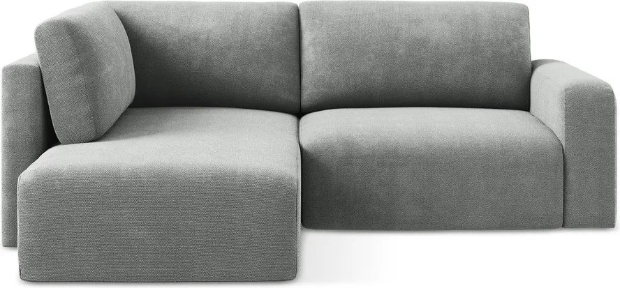 Szary rozkładany narożnik ze schowkiem z tkaniny szenilowej (lewostronny/w kształcie litery L) Kona – Makamii