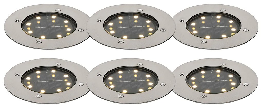 Zestaw 6 stalowych reflektorów ogrodowych z wbudowanymi diodami LED IP65 zasilanych energią słoneczną - Terry