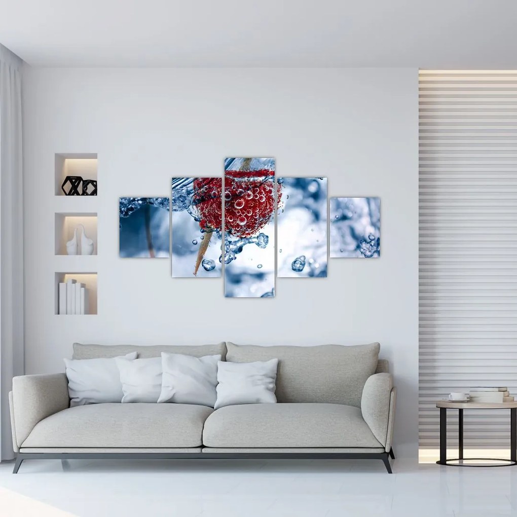 Obraz - szczegół maliny w wodzie (125x70 cm)