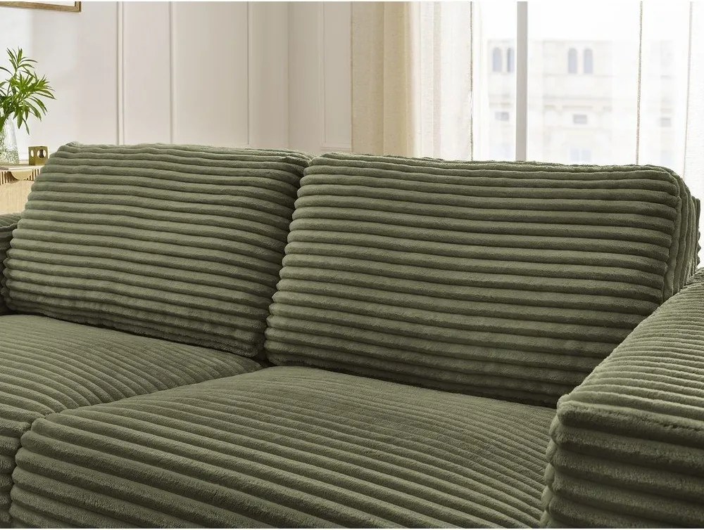 Zielona sztruksowa rozkładana sofa do spania 240 cm Hugo – Bobochic Paris