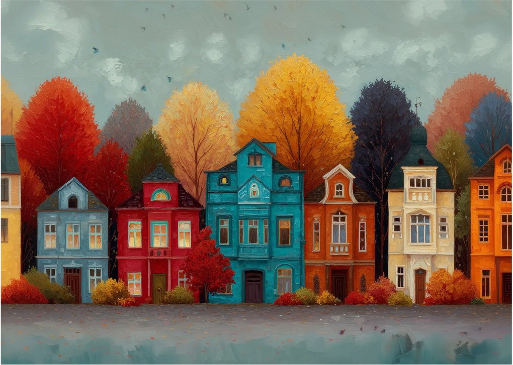 Obraz - Malowane jesienne miasto (70x50 cm)