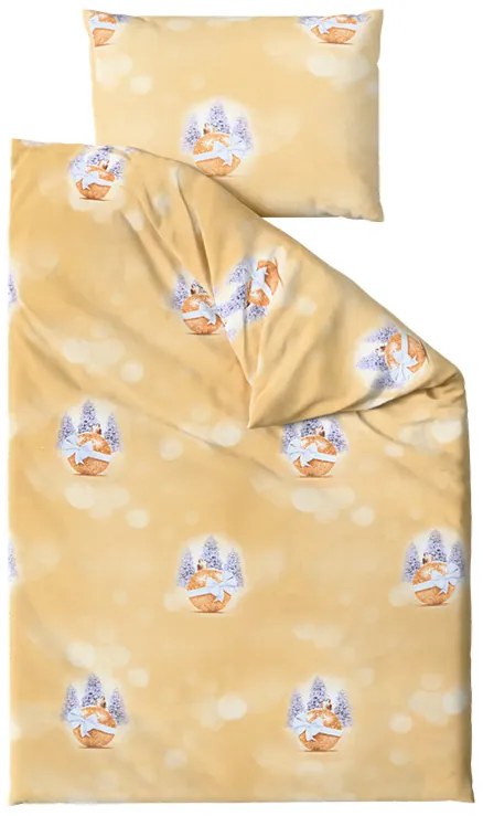 PrzytulneMieszkanie.pl PrzytulneMieszkanie.pl Pościel z mikrofibry CHOINKI I OZDOBY żółta Rozmiar pościeli: 2 szt 70 x 90 cm | 200 x 220 cm