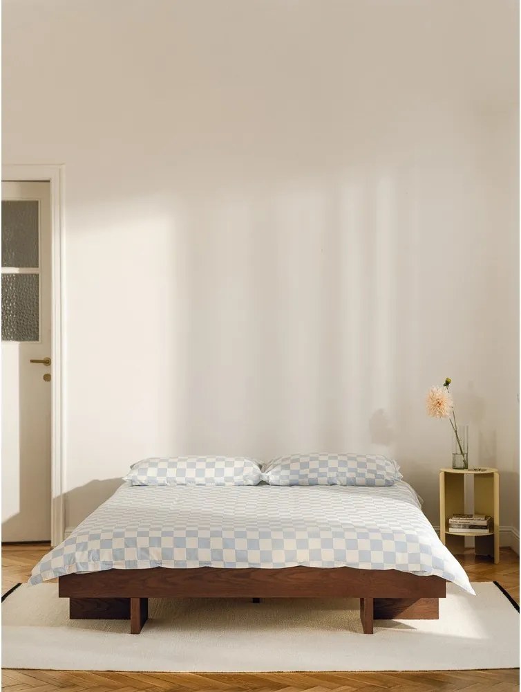 Łóżko dwuosobowe z płyty MDF w dekorze dębu bez zagłówka ze stelażem 180x200 cm w naturalnym kolorze Kito – noo.ma