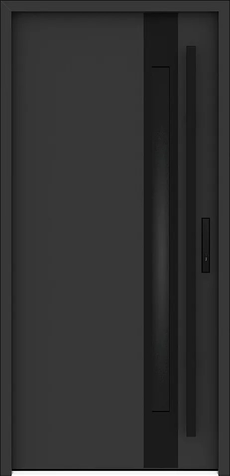 Stalowe drzwi wejściowe pełne, nierdzewne wys. 207 x szer. 100 cm - grubość 68mm - szkło dymione - antracyt i czerń - otwieranie lewe - CALOSA