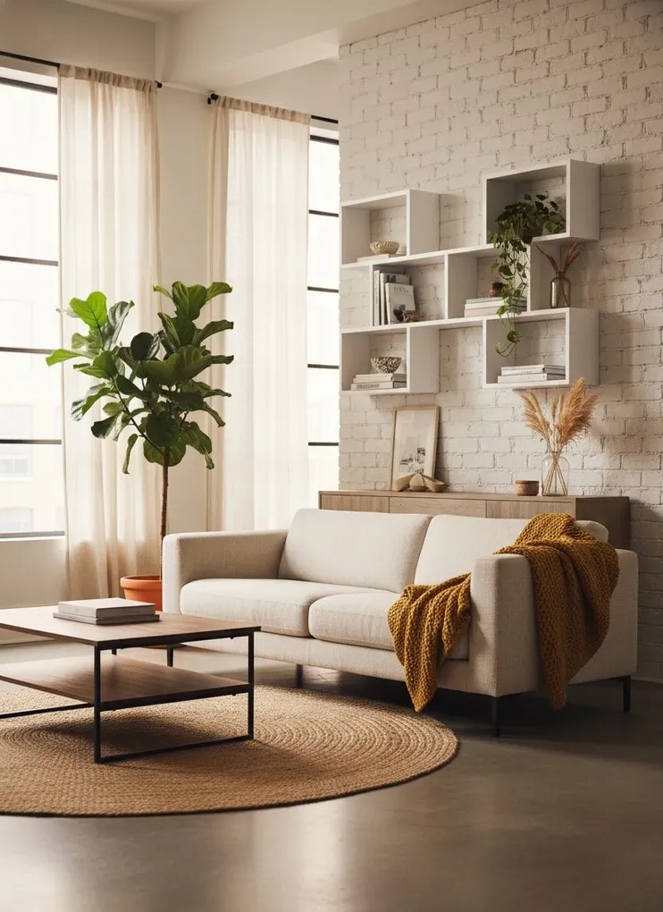 Minimalistyczna półka wisząca w kolorze orzecha R2-P01