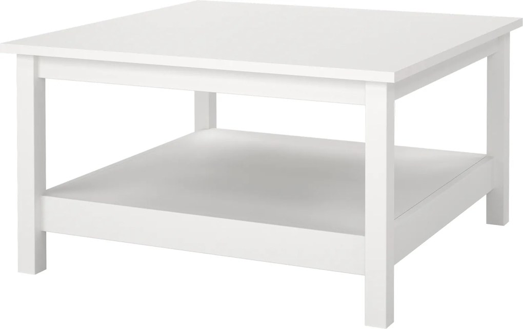 Kwadratowy stolik kawowy z półką Madrid biały mat