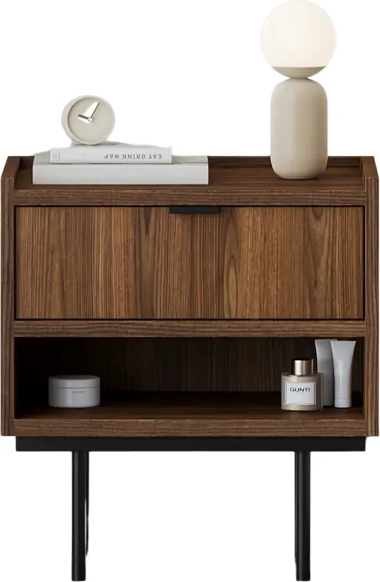 Szafka nocna na nóżkach z szufladą orzech warmia L0-M93