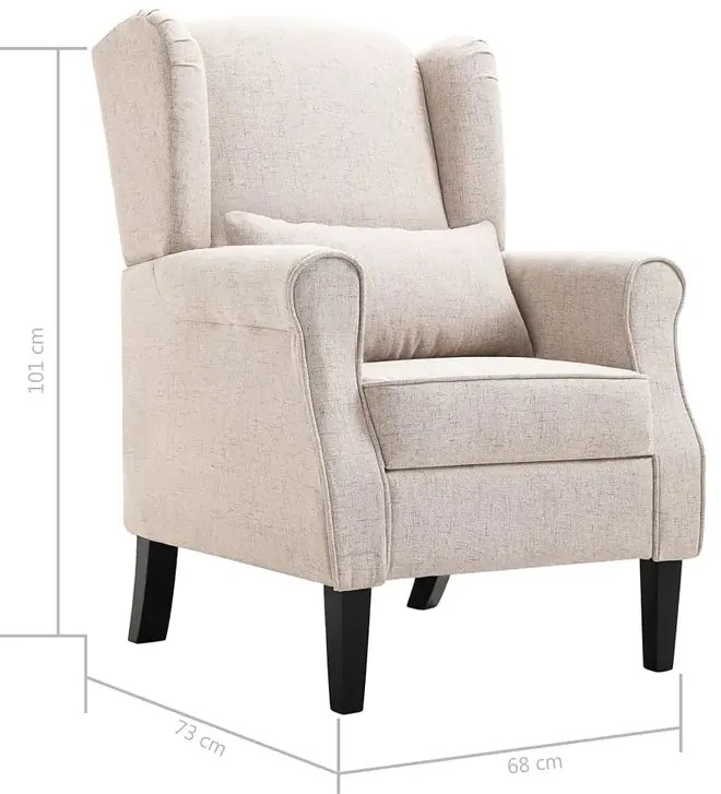 Tapicerowany beżowy fotel uszak E6-D75