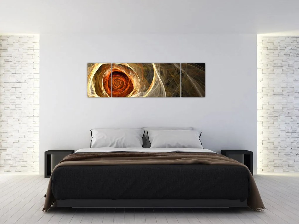 Obraz - Abstrakcyjne róże w ognistych kolorach (170x50 cm)