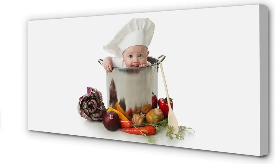 Obraz drukowany na płótnie Dziecko bawiące się w Kuchni