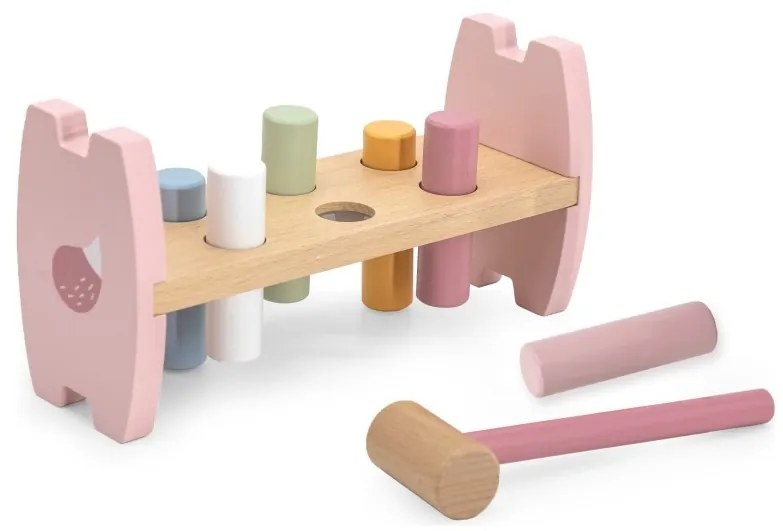 Viga polarb drewniana przebijanka wbijanka z młoteczkiem lisek montessori