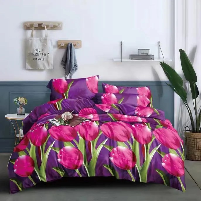 PrzytulneMieszkanie.pl PrzytulneMieszkanie.pl Pościel z mikrofibry TULIP fioletowa Rozmiar pościeli: 70 x 80 cm | 140 x 200 cm