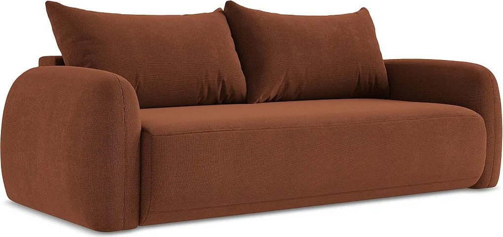 Kanapa 3-osobowa z funkcją spania - z tkaniny strukturalnej - terakota - HALE
