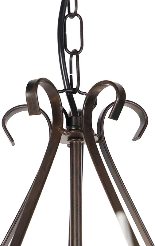 Kandelabr brązowy z plisowanymi abażurami w kolorze kremowym 5-światłowy - Giuseppe