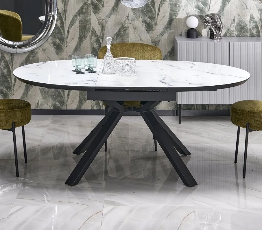 Okrągły stół rozkładany z marmurowym blatem Vertigo