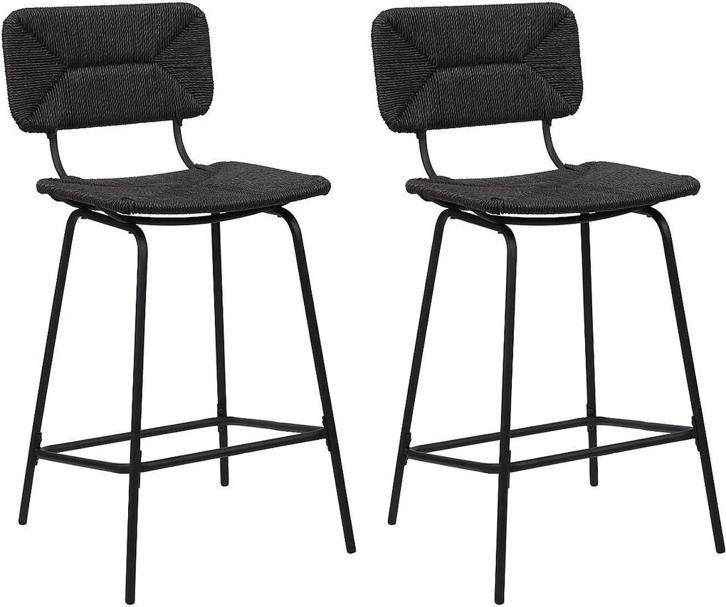 Zestaw metalowych krzeseł wyspowych i barowych z siedziskiem rattanowym 65 cm NEMA