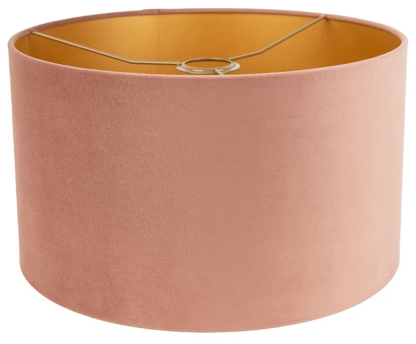 Aksamitny abażur Różowy 35/35/20 ze złotym wnętrzem klasyczny/Antyczny