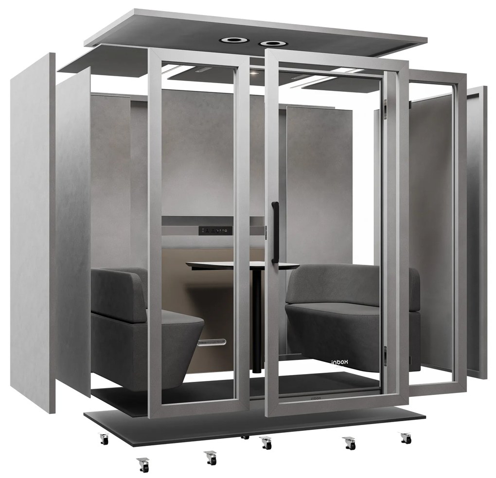 Budka akustyczna do biura INBOX 4-osobowa 2200 x 2200 x 1220 mm