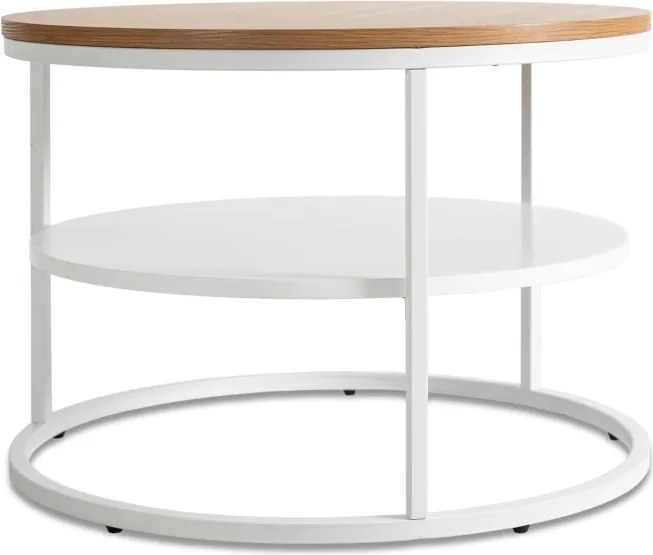 Stolik Kawowy z Półką BEST 70 cm Dąb/Biały Skandynawski
