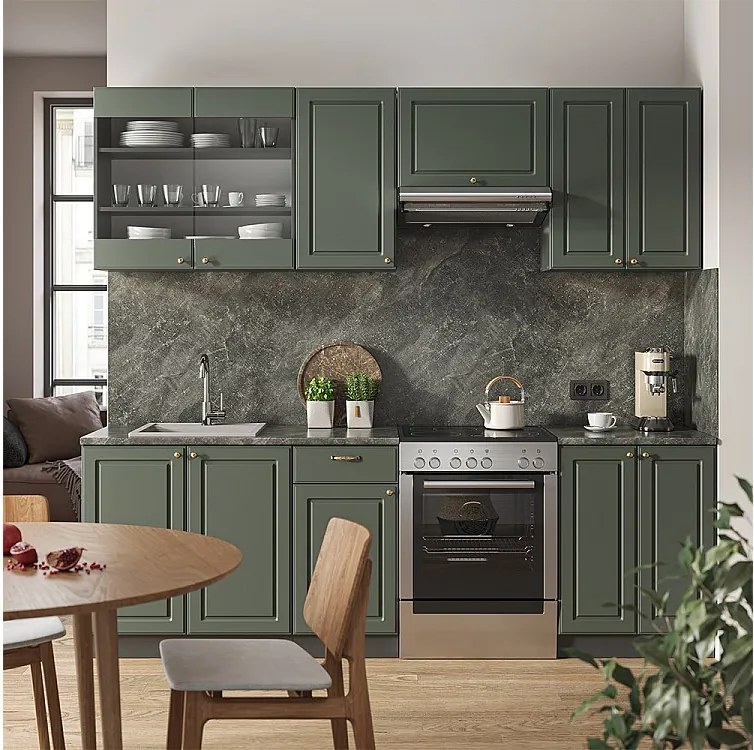 Aneks kuchenny zielono-złoty country house/antracytowy 240x60x81.6 fame-line