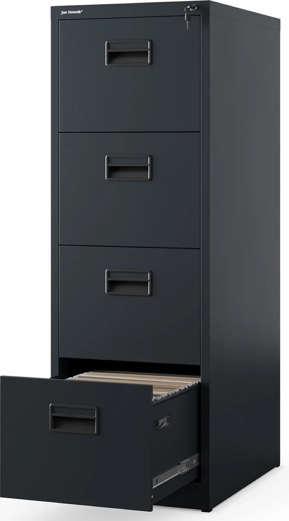 Metalowa szafka kartotekowa 46x62x132 cm Sara V4, antracyt