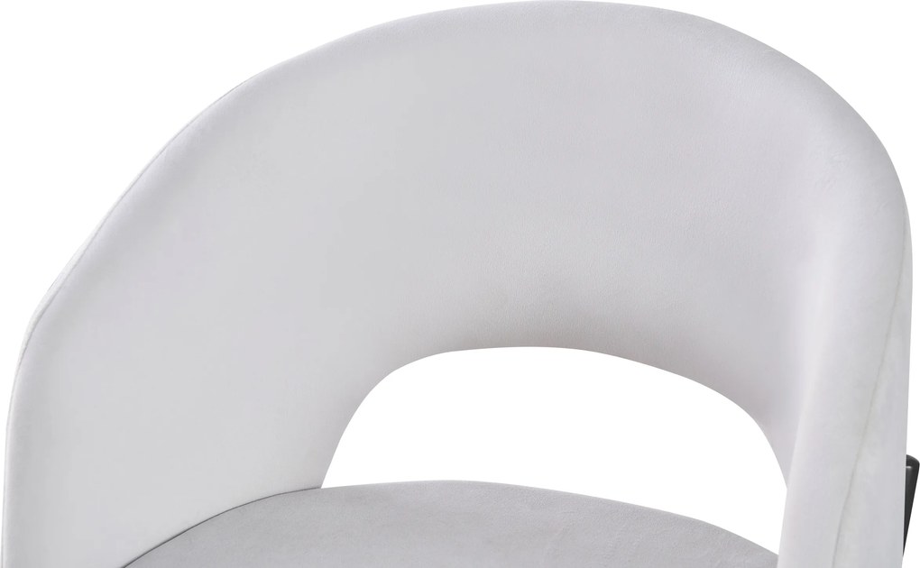 ATENA Krzesło do Jadalni Jasny Popiel, Szary, Welur z Oparciem, Czarne Nogi