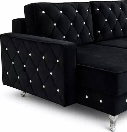 Nowoczesny narożnik z funkcją spania i pojemnikami Lux U duży w stylu glamour