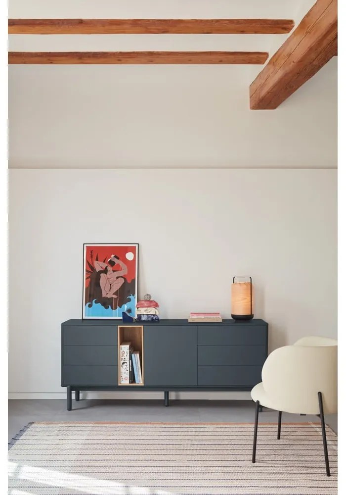 Ciemnoszara wysoka komoda 180x76 cm Corvo – Teulat