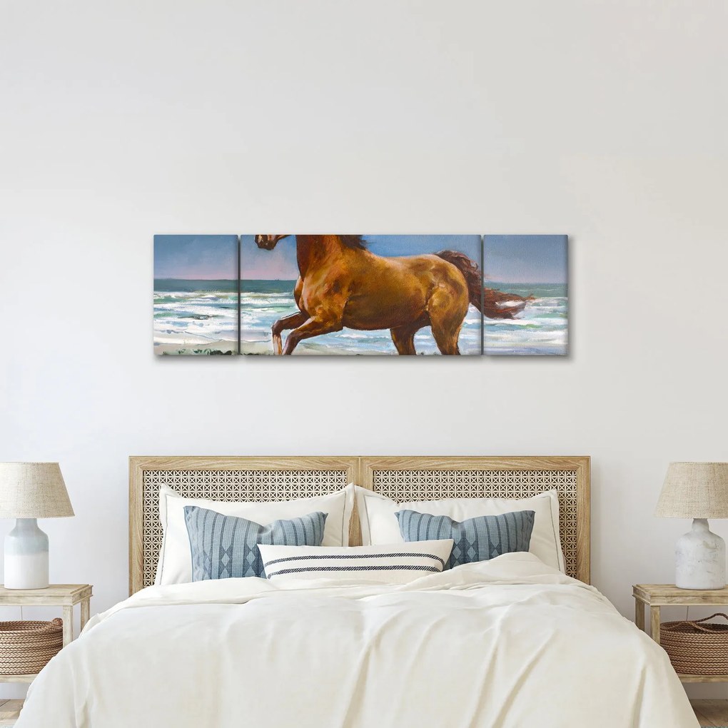 Obraz konia na plaży (170x50 cm)