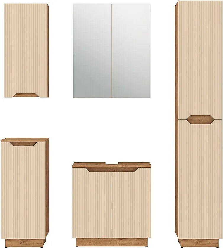 Zestaw mebli łazienkowych dąb/kaszmir w paski 59.8x32x62.1 lotta