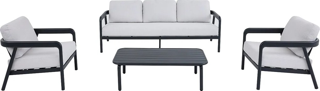 Zestaw ogrodowy z aluminium : kanapa  3-osobowa, 2 fotele i stolik kawowy - Ciemnoszary - ZAYORA od MYLIA