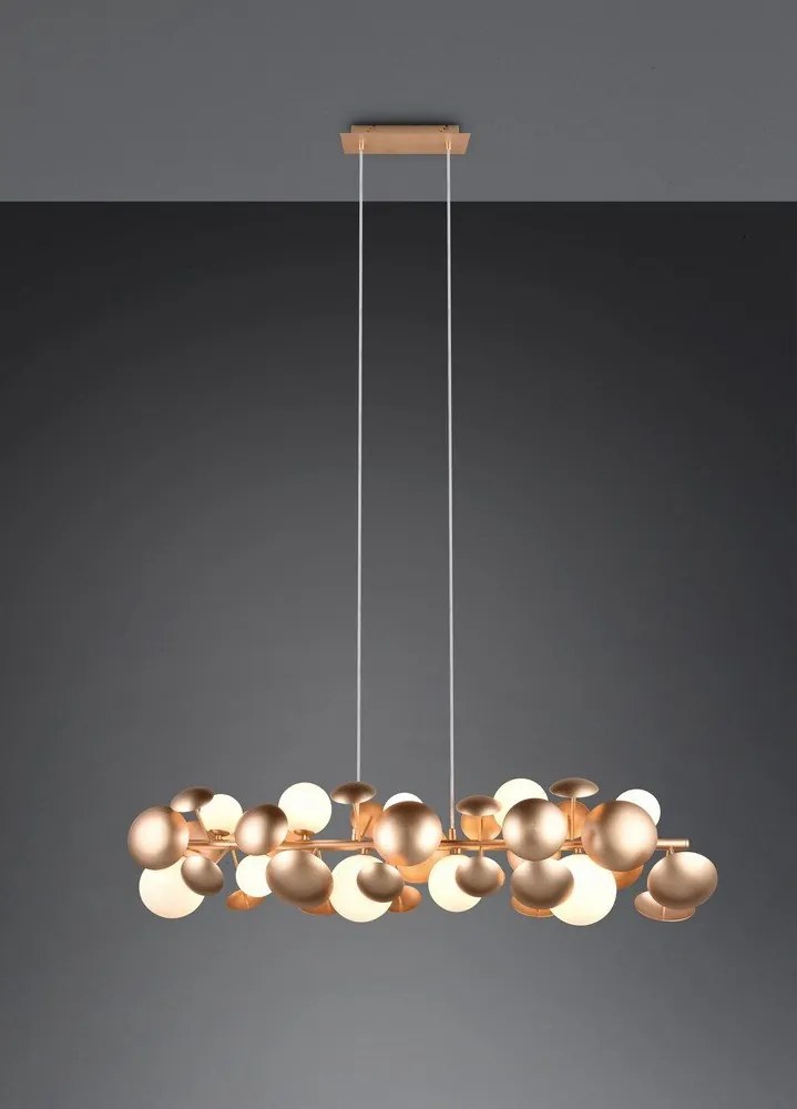 Lampa wisząca w biało-złotym kolorze ze szklanym kloszem Bubble – Trio Select