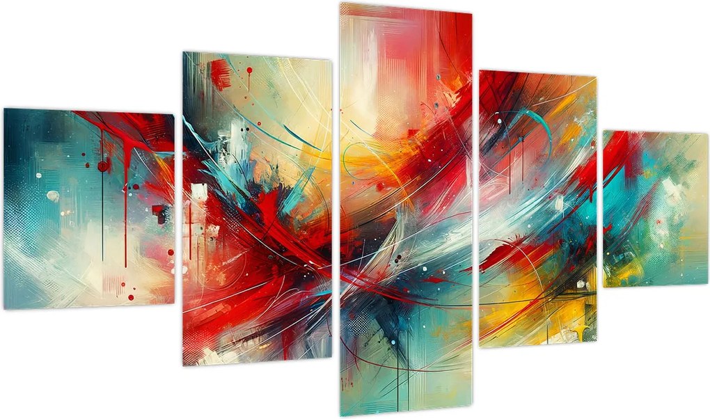 Obraz – Abstrakcja z czerwienią (125x70 cm)